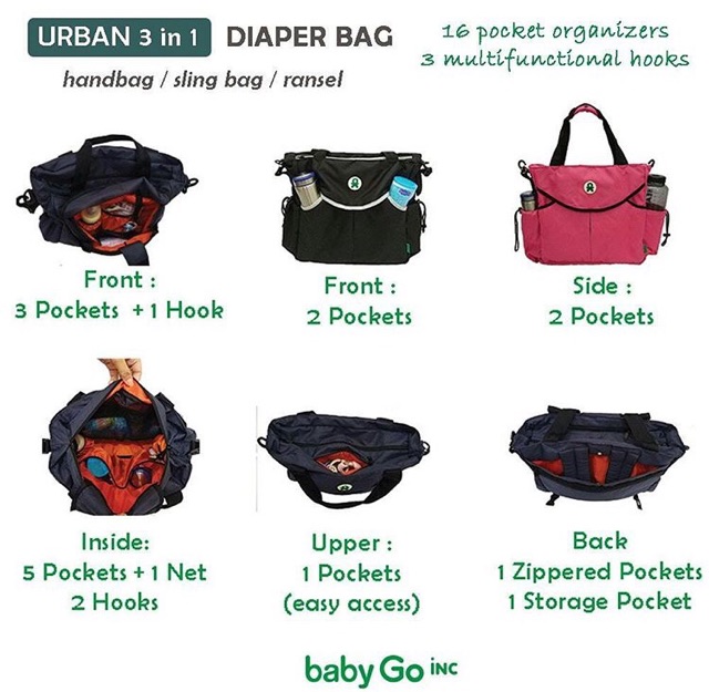 Babygoinc urban 3in1 diaper bag