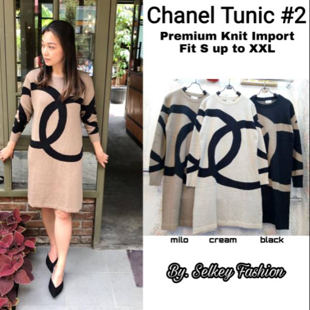 Dress chanel/tunik chanel/dress rajut/tunik rajut/rajut chanel