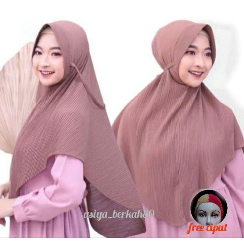 hijab bergo maryam plisket pet/jilbab bergo plisket/kerudung instan/jilbab instan