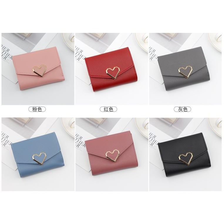 SC✌ DL065 Dompet Wanita kartu koin Mini LOVE Fashion Wanita Kekinian Dompet Wanita Murah Import-1