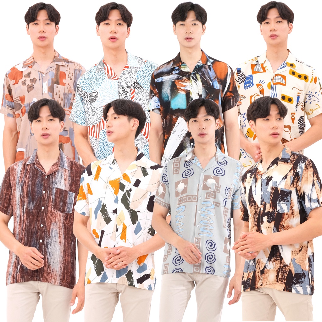 SANVANINA Kemeja Hawai Slimfit Printing Unisex | Baju Hawaiian Pantai Shirt Vol. 4 | Kemeja Pattern