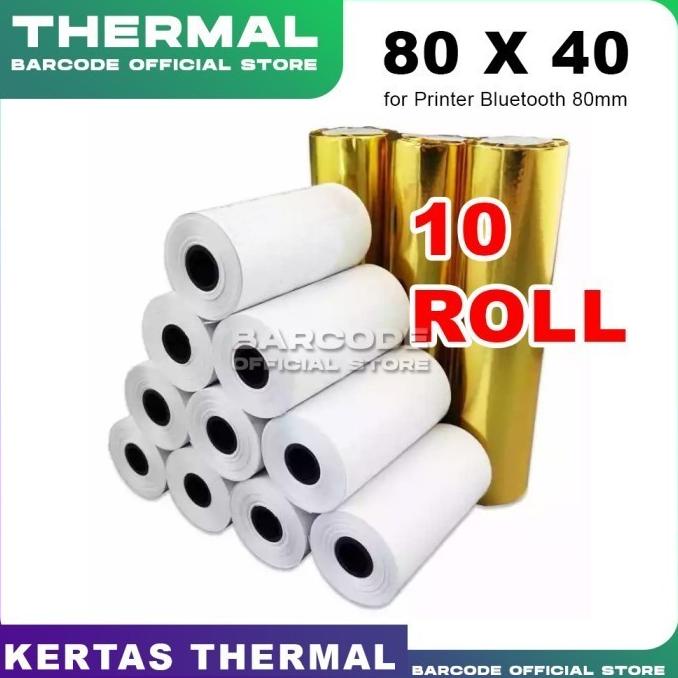 

Kertas Thermal Printer Bluetooth 80x40mm / 80 x 40 mm (10 roll) Star Seller Termurah