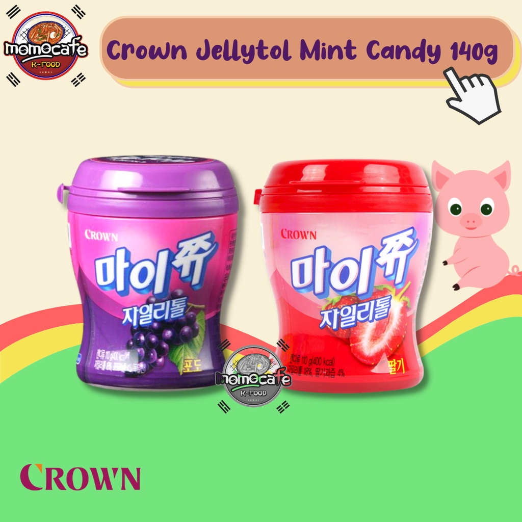 

Crown Jelly Xylitol Mint Candy 140g - Permen Mint Rasa Buah Made In Korea