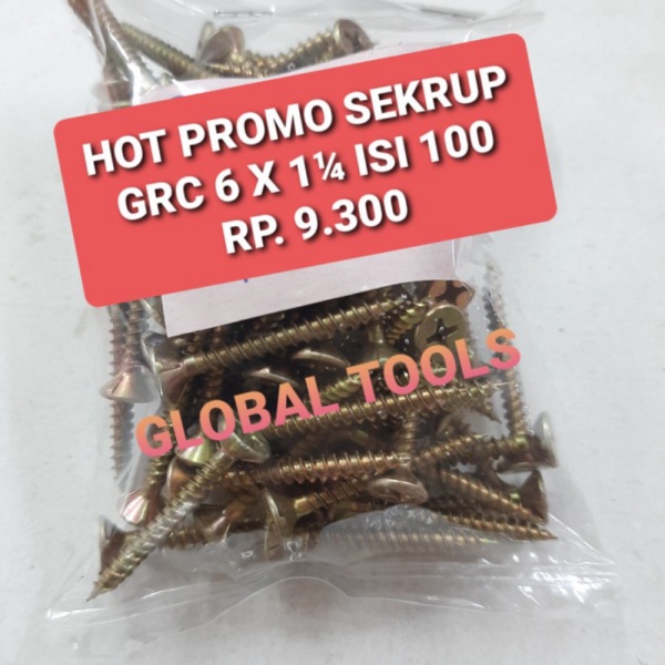 Sale Hot  Sekrup GRC 6 x 1 14 skrup FAB 6 x 32 skrup plafon tajam calciboard Tools global