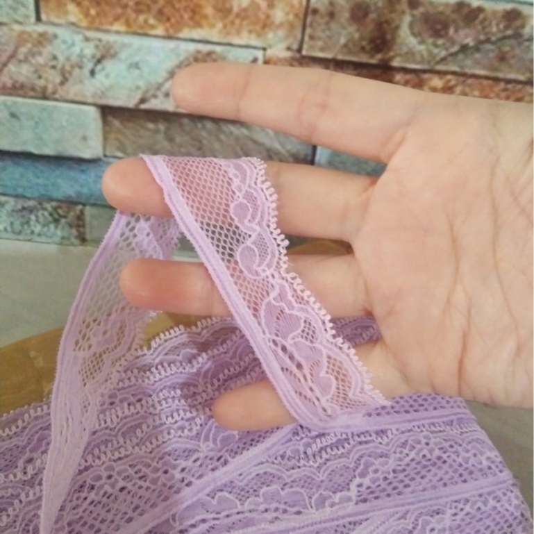 GRANDMLATI RDE13 (per yard) RENDA ELASTIS GIPPER UNGU MUDA