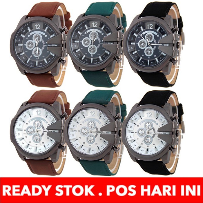 V6  Pria Fashion Sport Analog Casual Men Leather Watch W2