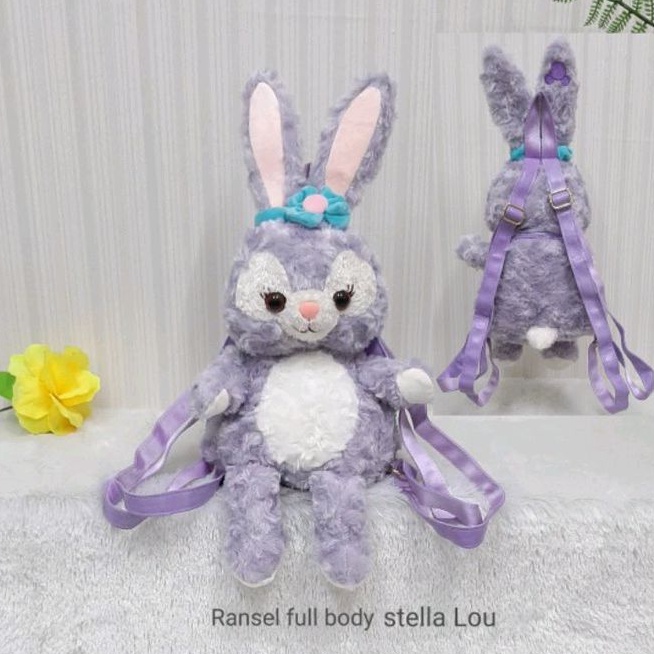 Tas Ransel Anak Full Body  Ungu Stella Lou Kelinci Rabbit Animal Lucu Bahan Lembut