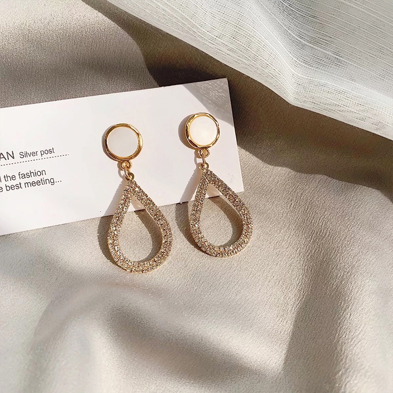 Anting Rumbai Mutiara Berlian Imitasi Gaya Korea Untuk Wanita