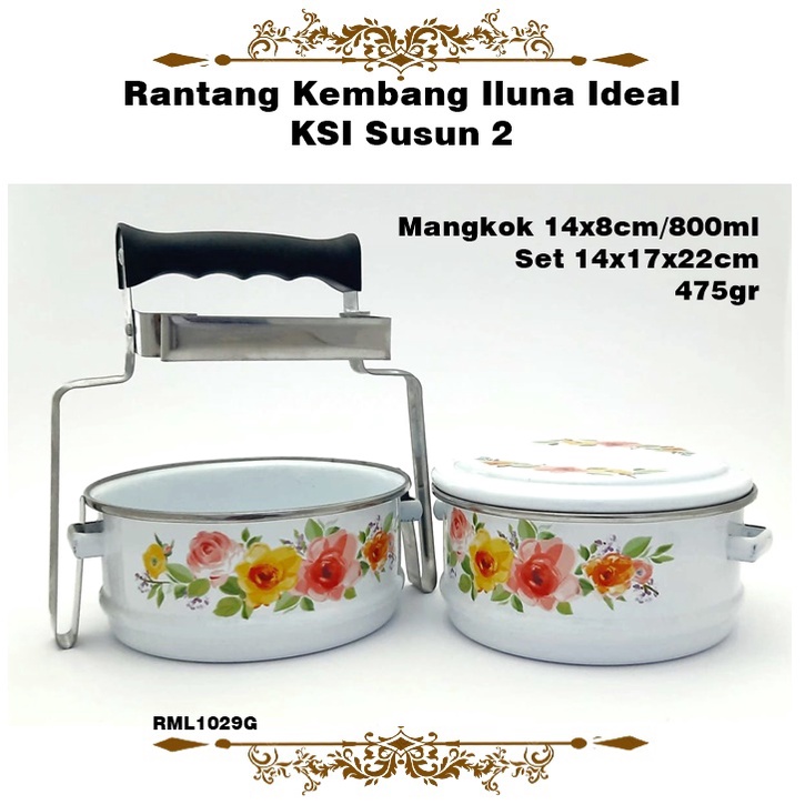 Rantang Kembang Iluna Ideal 14cm KSI Susun 2