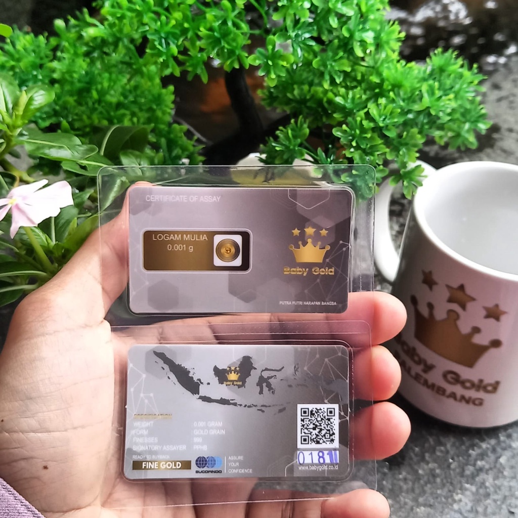 Babygold Emas Mini 0,001 gram Emas 24 Karat mini gold termurah-Laminating