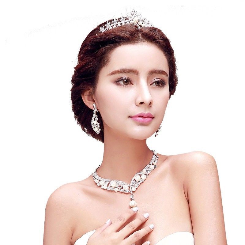 Aksesoris Rambut Wanita: Mahkota Tiara Dengan Bahan Kristal Berlian Buatan Dan Mutiara BARU