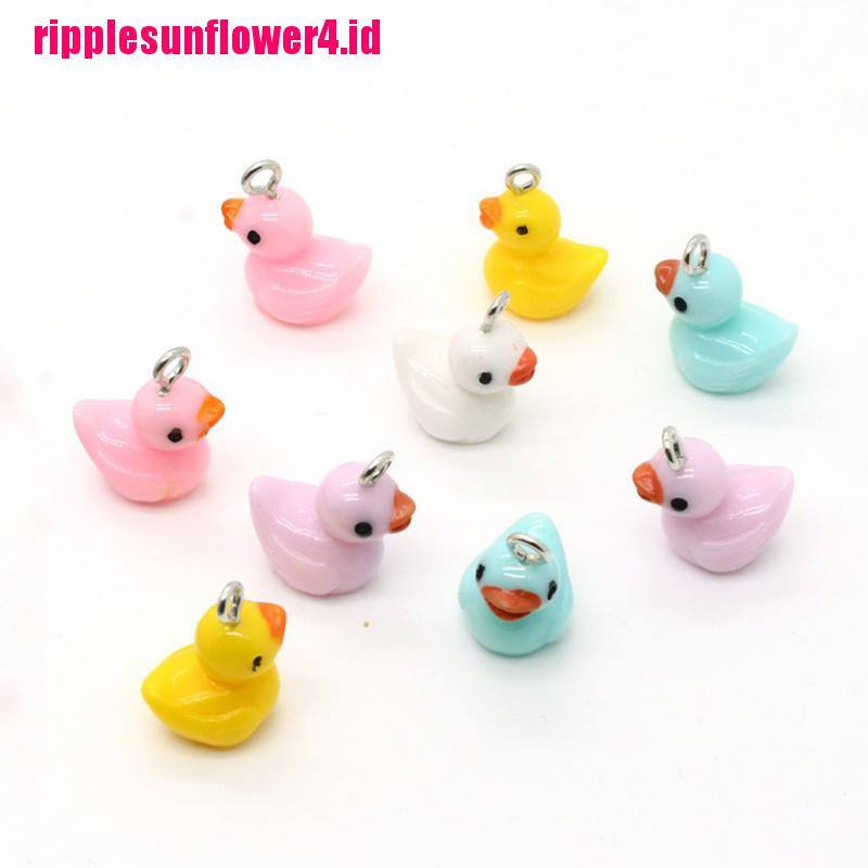 10pcs Gantungan Kunci Bentuk Hewan Bebek Bahan Resin Untuk Aksesoris Perhiasan