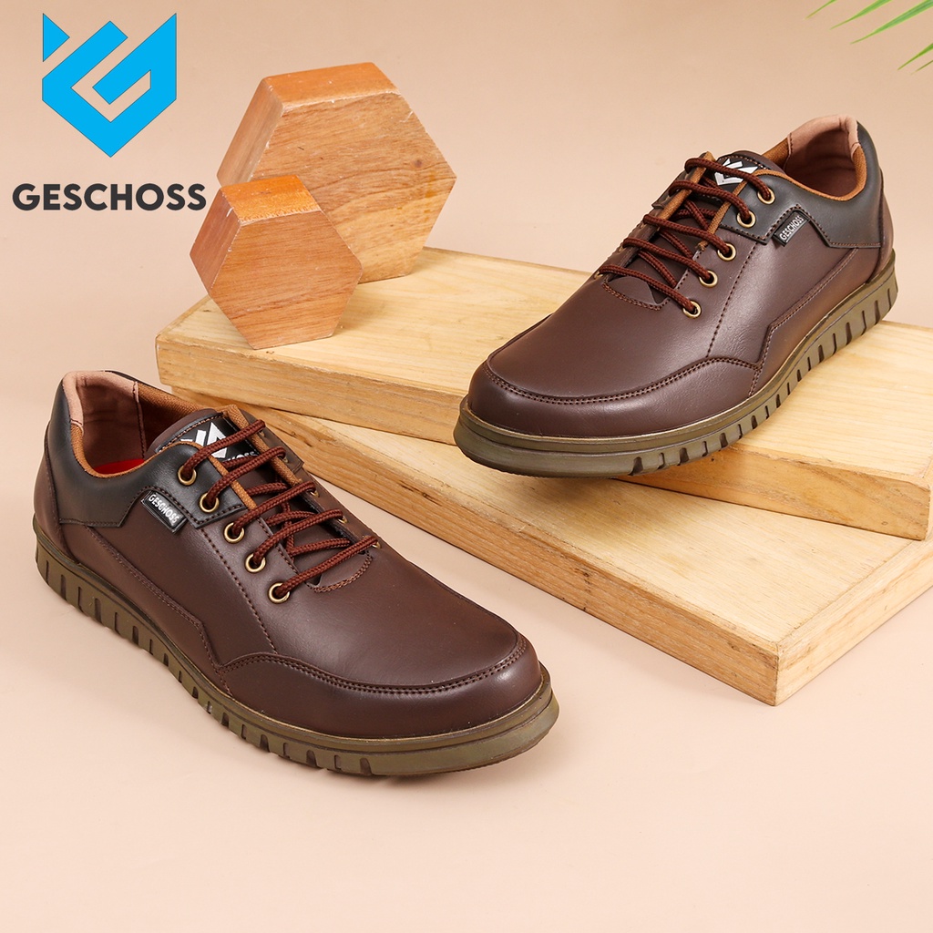 GESCHOSS ORIGINAL - Sepatu Kasual Pria Hitam Kulit Kerja  Formal Casual Pesta Kerja Kantor