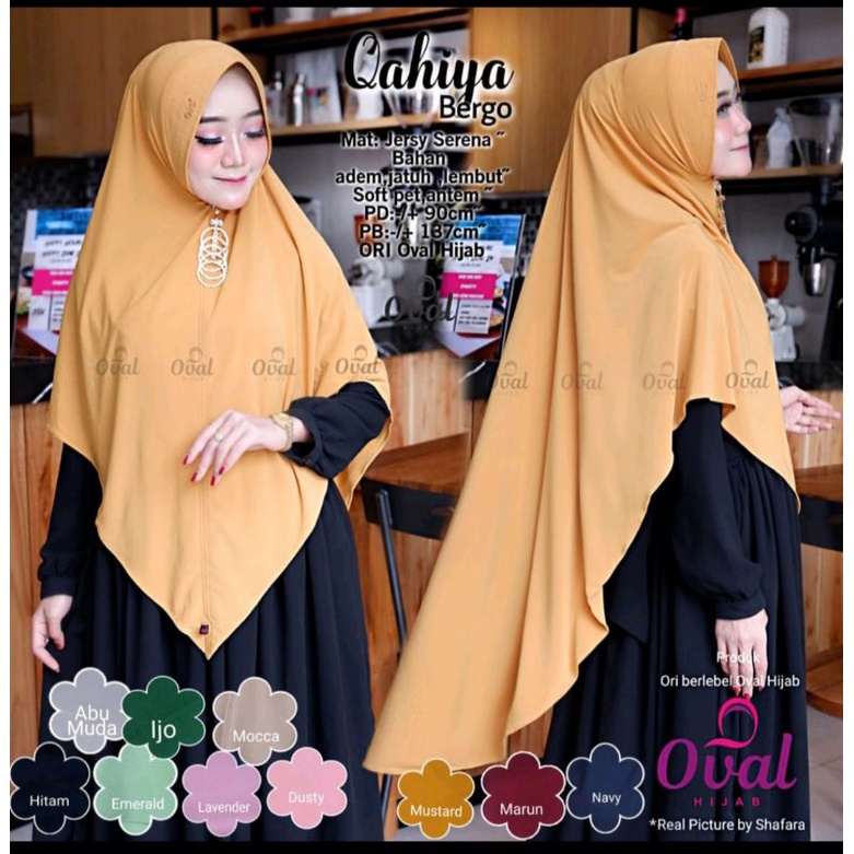 ready emerald PL hijab qahiya branded ori oval tanpa plastik & label asli masih new