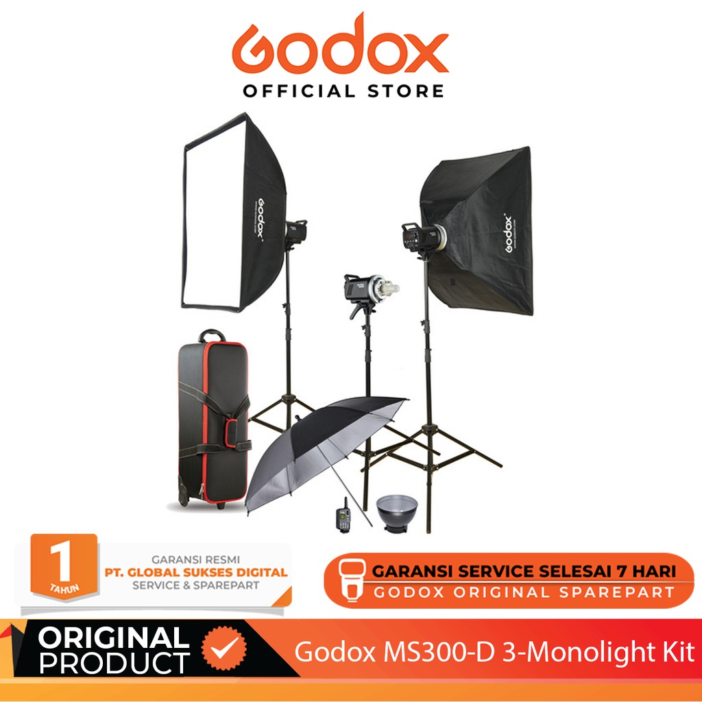 Godox Ms300 D 3 Monolight Kit Godox Ms300 D Godox Ms300 Shopee Indonesia
