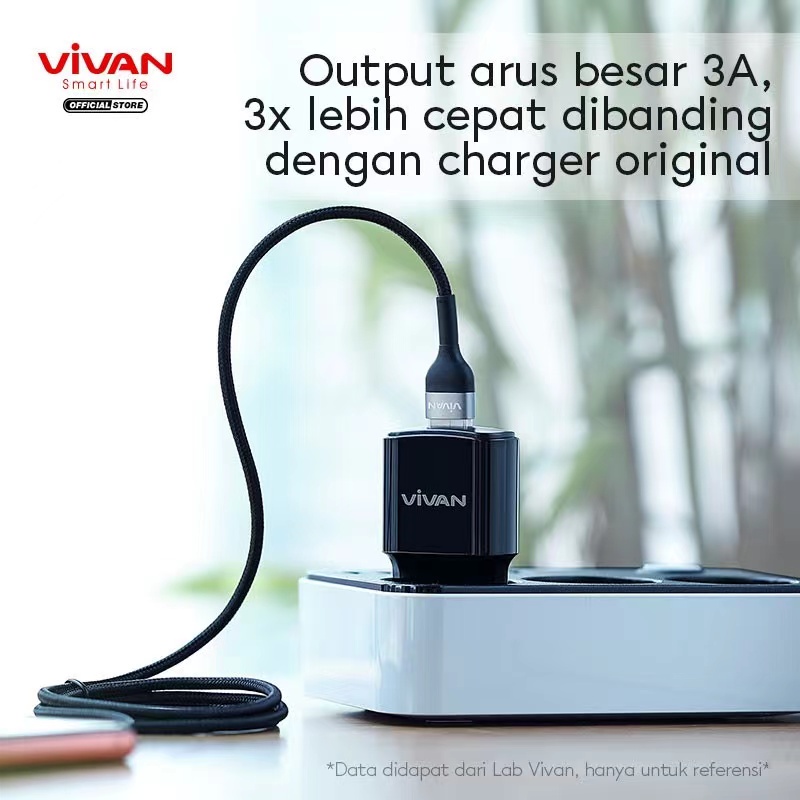 Charger VIVAN Power Oval 2 3A 18W Quick Charging Fast Charging Port Smart Protection