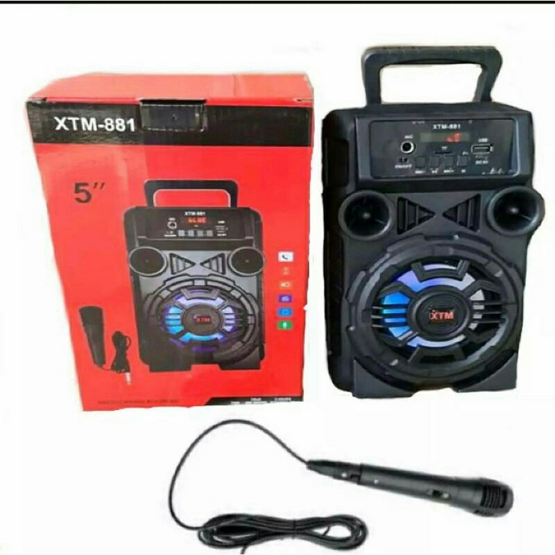 SPEAKER BLUETOOTH XTM 881 5 INCH PLUS MIC KABEL KARAOKE/SALON AKTIF X BASS/SPEAKER MURAH/SPEAKER KAR