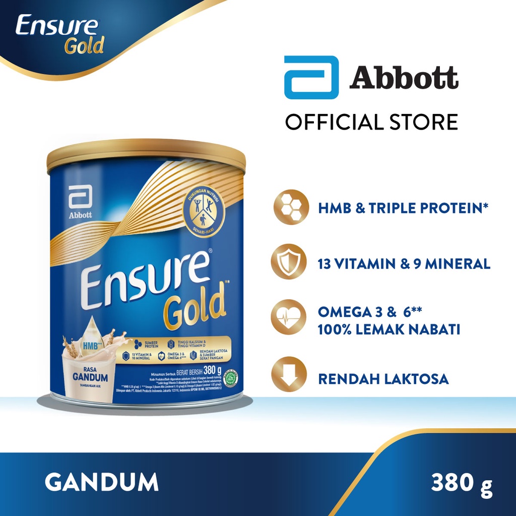 Ensure Gold HMB Gandum 380 g - Nutrisi Dewasa Rendah Laktosa ABBOTT OFFICIAL STORE