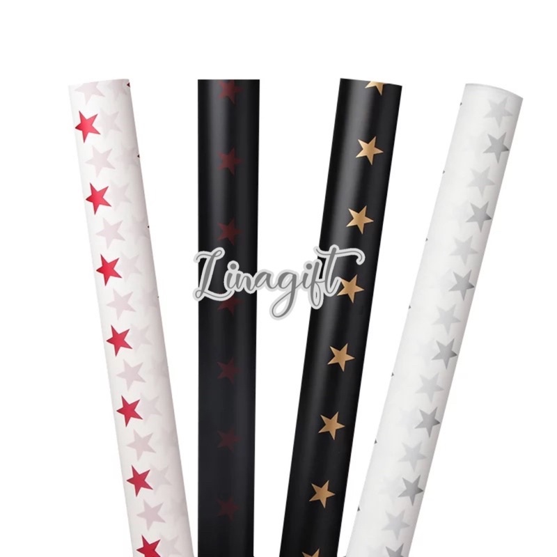 ( 5 Lembar ) STARS PATTERN - FLOWER WRAPPING PAPER KOREAN CELLOPHANE - KERTAS BUKET BUNGA BINTANG MOTIF FLORIST