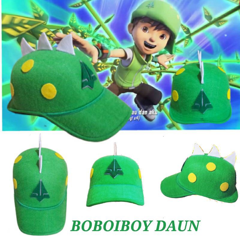 TOPI BOBOIBOY DAUN BONUS GELANG