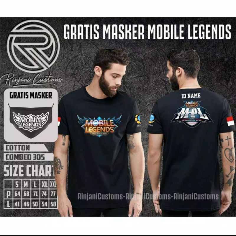 KAOS MOBILE LEGENDS GRATIS MASKER/KAOS MPL LOGO PINGGIR/INDONESIA