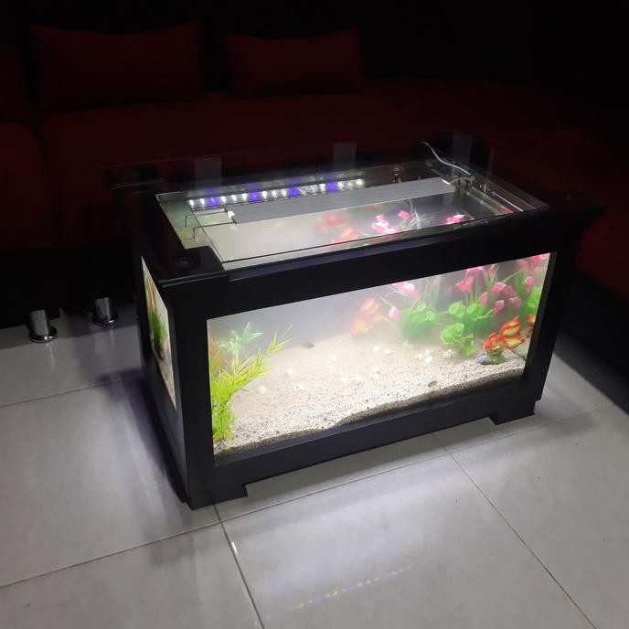 Jual AQUARIUM MEJA RUANG TAMU 90X50X50 DENGAN PAKET DECORASI | Shopee ...