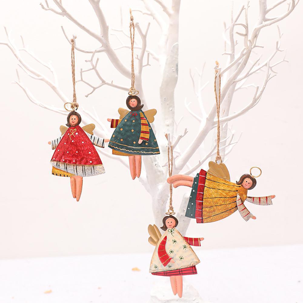 [ Christmas Vintage Wrought Iron Angel Pendant Decorations for Home Xmas Kids Gifts Festival Party ]