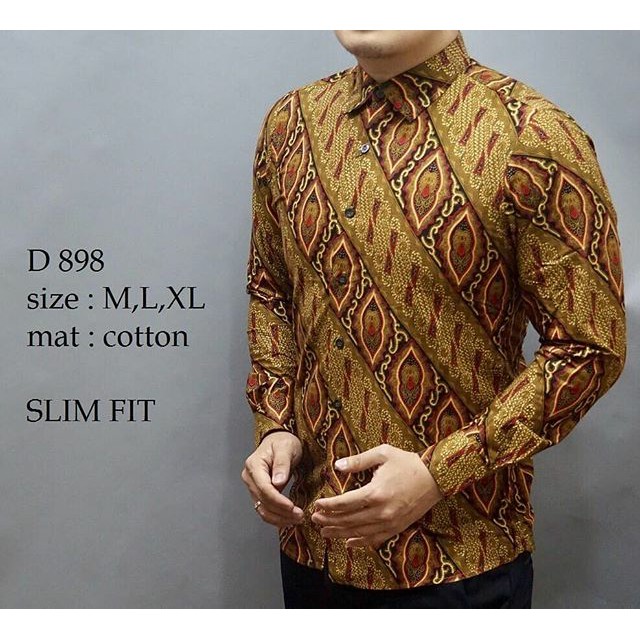 D898 KEMEJA BATIK PRIA SLIM FIT MEWAH LINABATIKDISTRO UNIK BAJU BATIK PRIA BEST SELLER