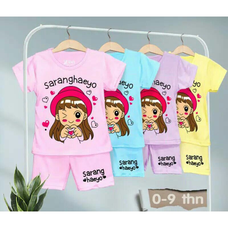 SETELAN ANAK PEREMPUAN/SETEKAN BAJU PENDEK/BAJU HARIAN SI KECIL/BAJU MAIN ANAK