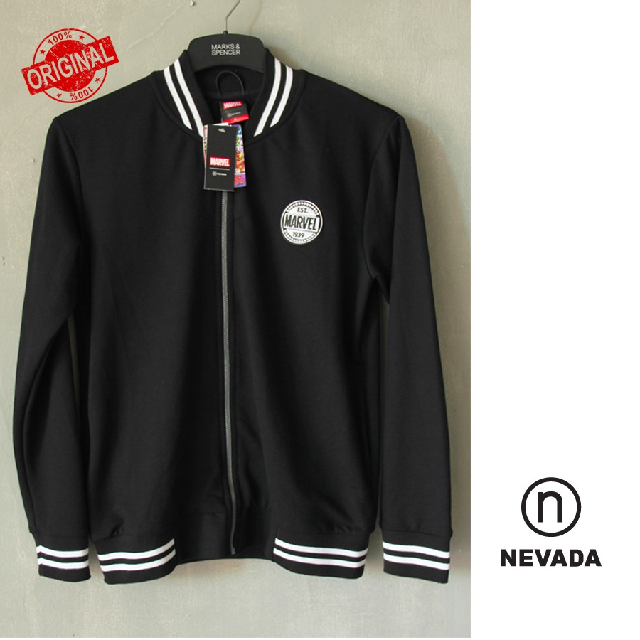 Jaket Nevada Original Resmi Outwear Pria Hitam DTG strip karet