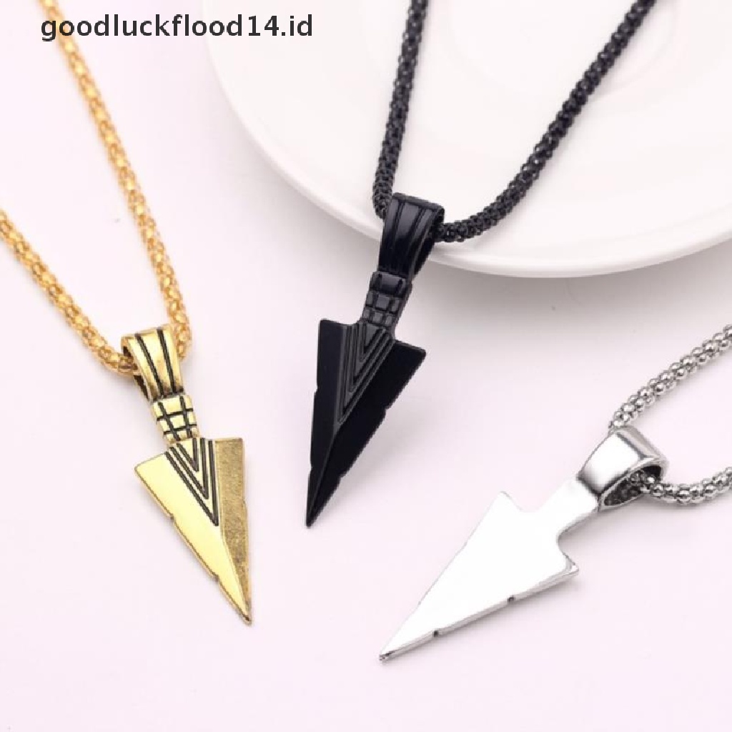 [OOID] Men's  Black Long Necklace with Arrow Pendant Jewelry Chain Hip Hop Punk Rock ID