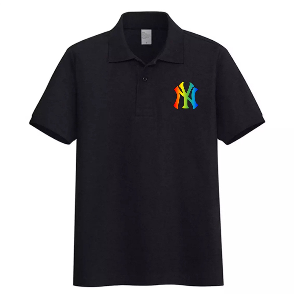 Kaos Polo Pria Motif Logo NY Pelangi