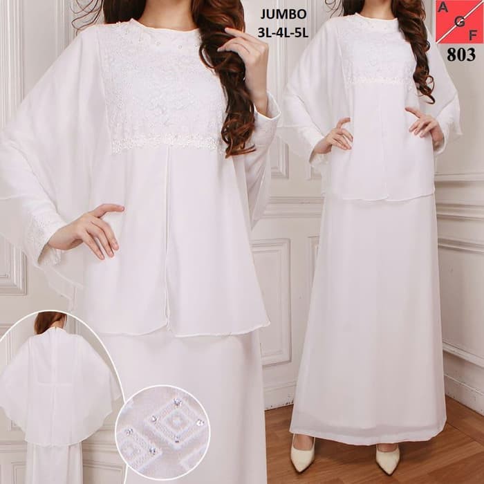Gamis Putih Baju Gamis Wanita / Gamis Jumbo / Gamis Putih / Baju Lebaran #803 JMB Terbaru Murah