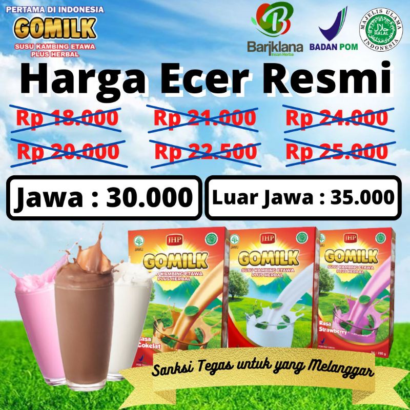 

GOMILK ORIGINAL (SUSU KAMBING ETAWA OBAT MAAG, TIPES, DLL)