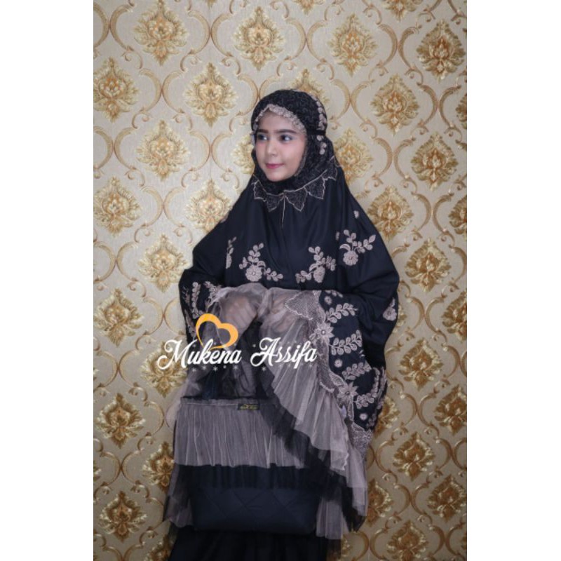 mukena bordir handmade perpaduan tille premium