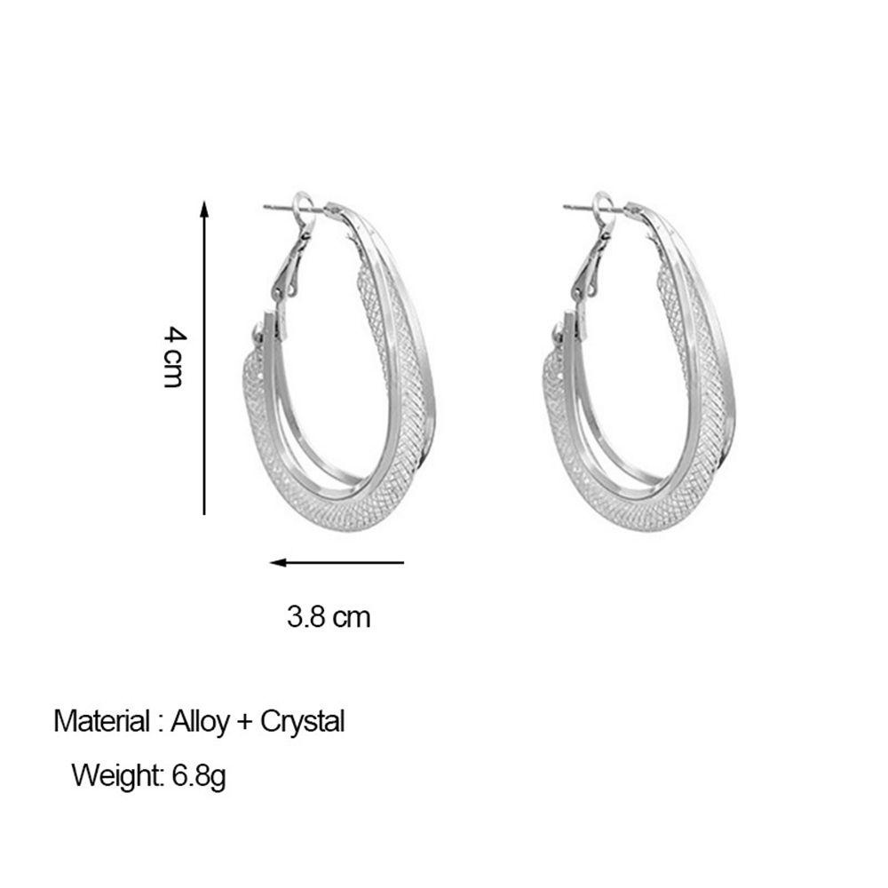 NEEDWAY Anting Hoop Logam Anting Pejantan Sederhana Indah Memutar Perak Lingkaran Besar Berbentuk C Anting Perempuan Anting