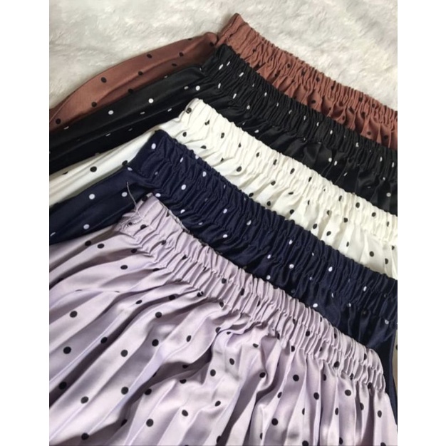Rok plisket jumbo motif polkadot premium/ rok plisket jumbo motif polkadot/rok polkadot panjang/rok 