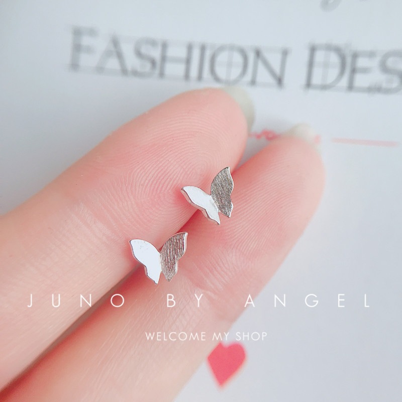 Anting Stud Desain Bunga Kupu-Kupu Mini Bahan 925 Silver Untuk Wanita