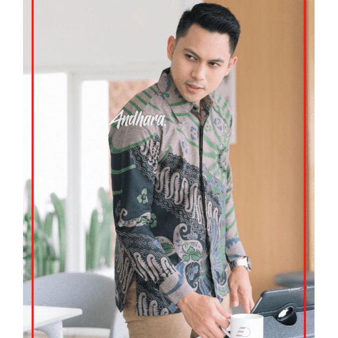 Baju Batik pria lengan panjang modern Premium Jumbo LUNA1