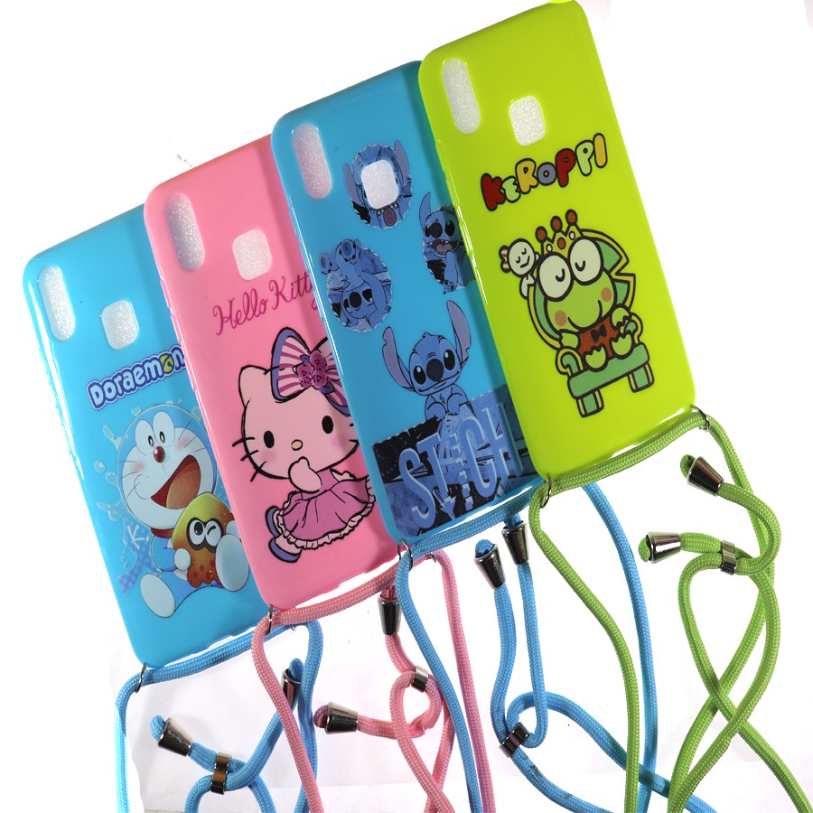 Vivo Y91 / Y93 / Y95 Soft Case karakter Boneka cewek gaul + Tali