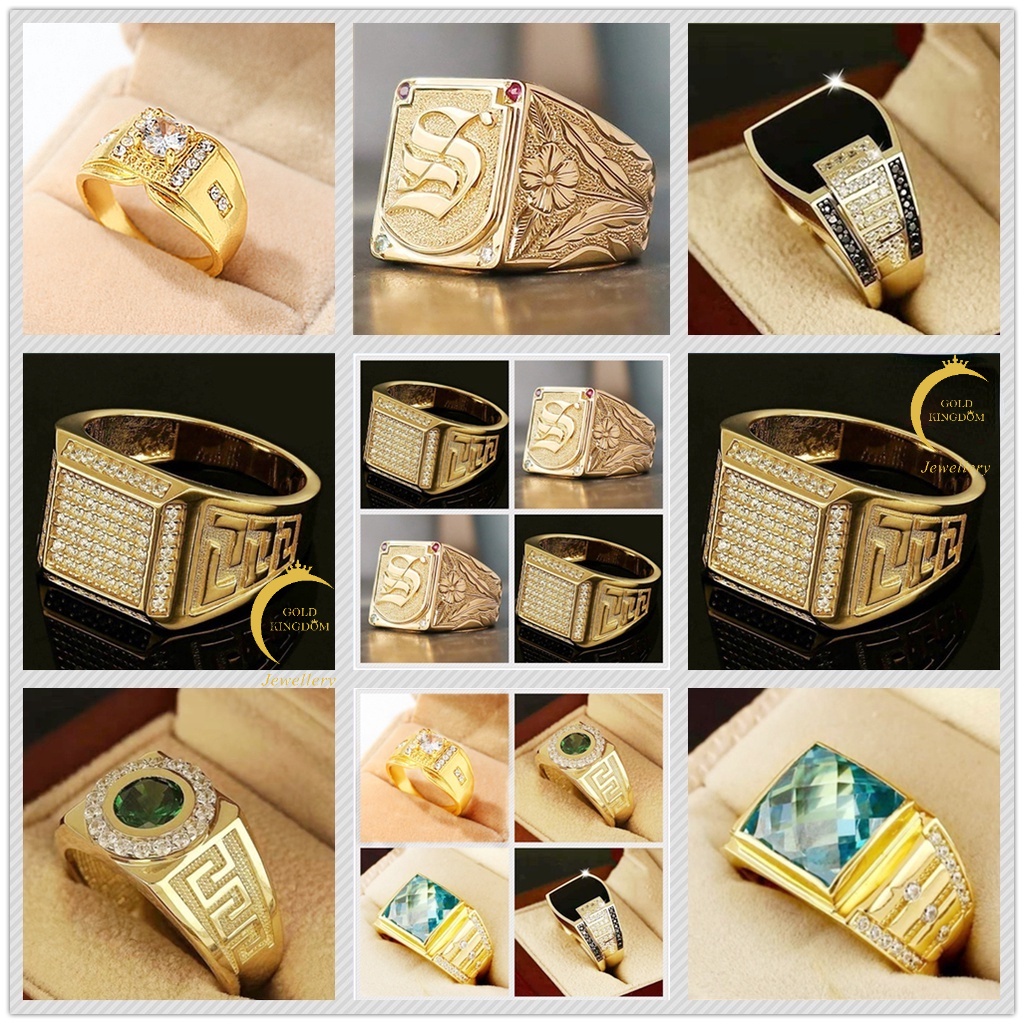 Cincin Emas Hias Berlian Batu Permata Zirkon Warna Hitam Cincin Couple Pria Wanita Titanium Anti Karat