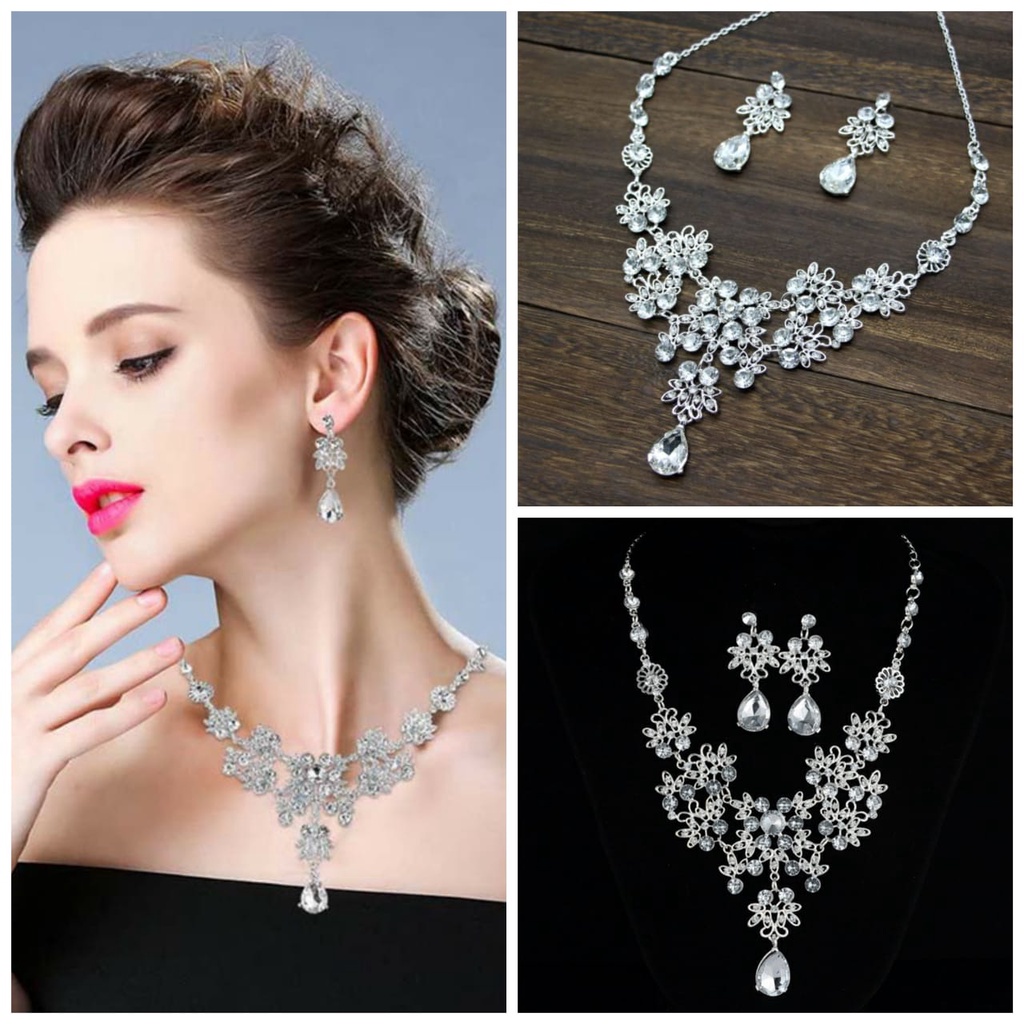 Minnie Jewelry Set - Kalung Anting - Bisa Untuk Headpiece - Aksesoris Pengantin Bridesmaid