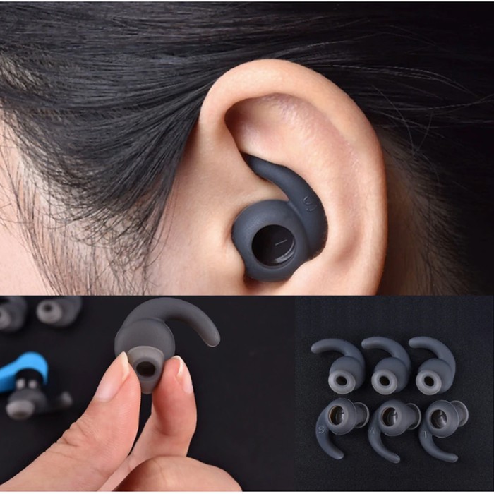 Silicone Eartips Eargels Earbuds Hook For Bluetooth Earphone 3 Pair