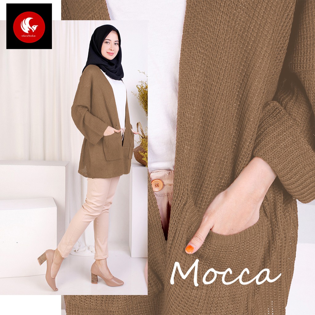 OKECHUKU Oversize Lavella Kardigan Wanita Outer Wanita Cardigan Rajut-Mocca