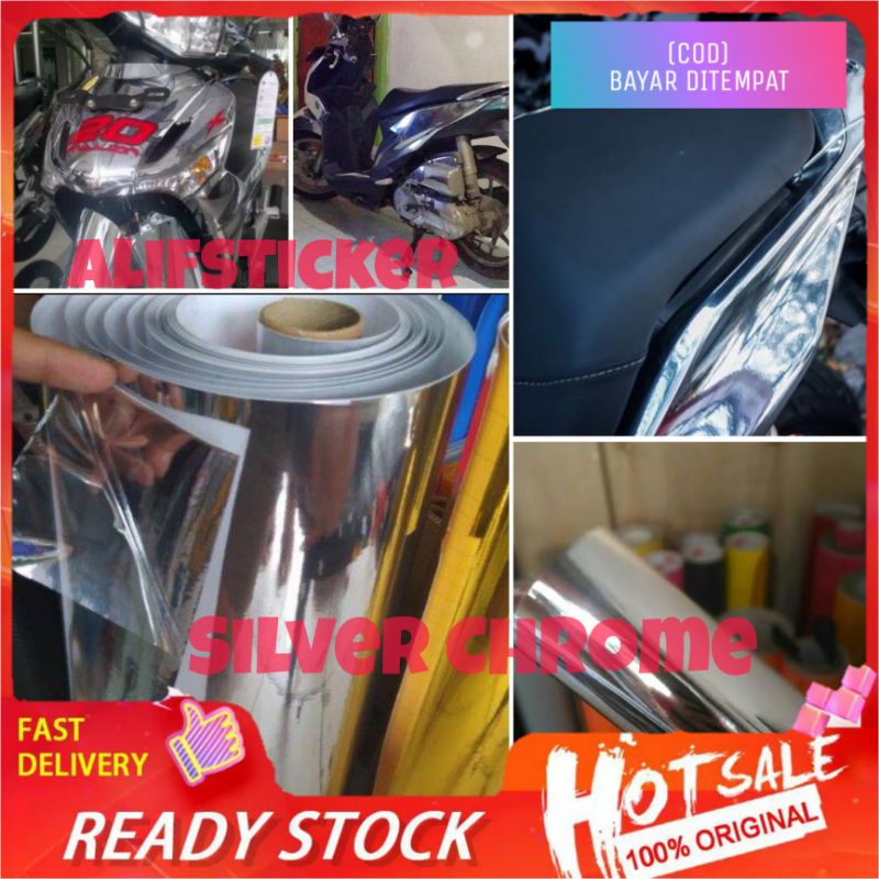 Stiker Skotlet Silver Chrome Sticker Chrome Skotlet Silver Glossy Scotlet Motor Silver