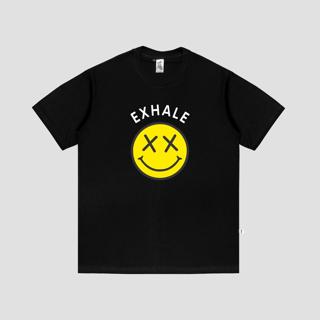 MILIKI KAOS Distro EXHALE T-SHIRT SMILE BLACK REGULAR DTF