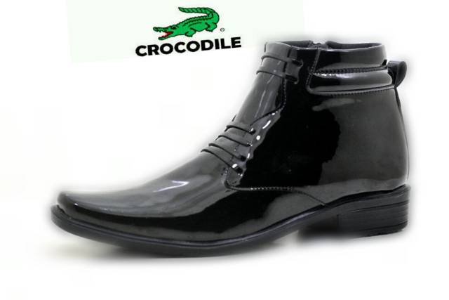Sepatu Pantofel PDH PDL Polri TNI Tentara crocodille Kulit sintetis  swedian  Clark Mengkilap