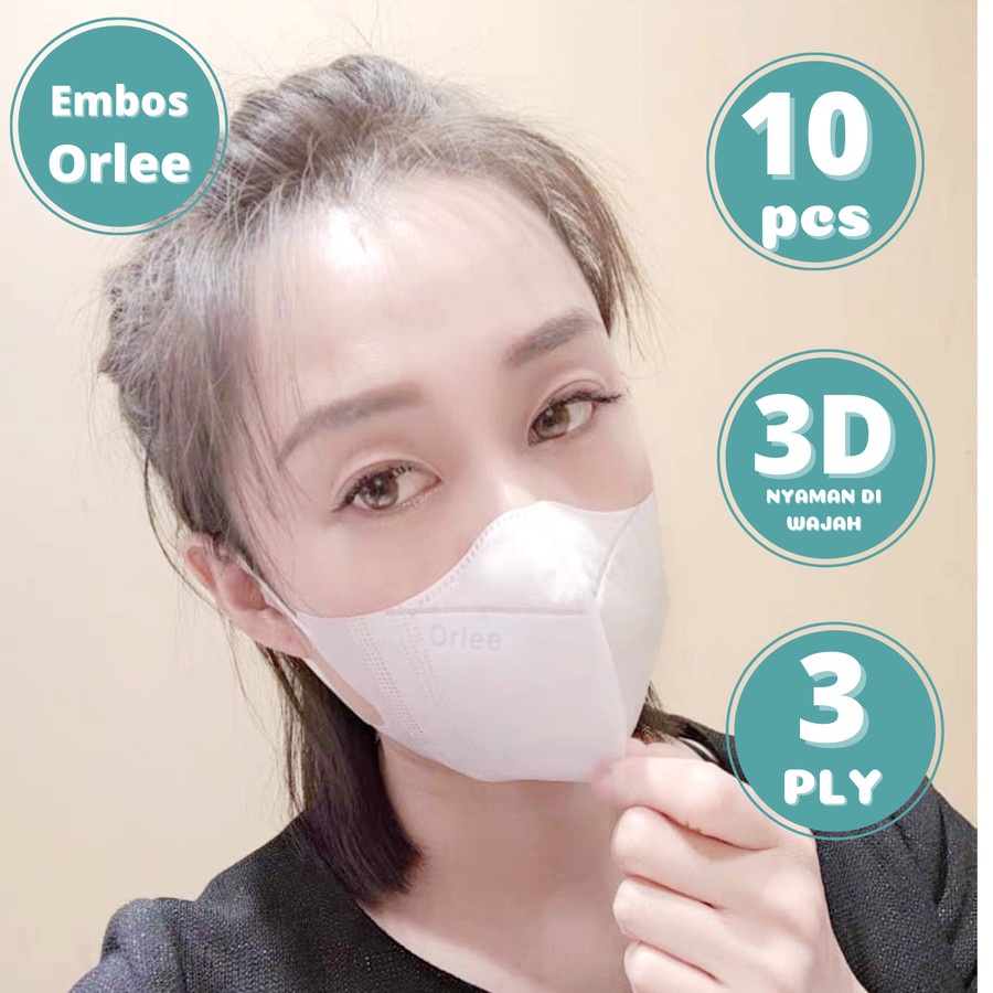 Masker Duckbill 3D Embos Orlee 3 Ply Earloop isi 10 pcs