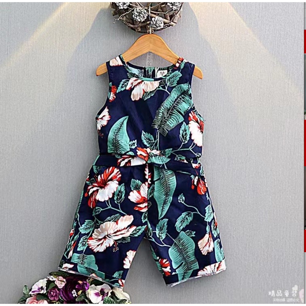 SETELAN ANAK PEREMPUAN MOTIF HIBISCUS / MOTIF BAJU PANTAI / KUALITAS IMPORT