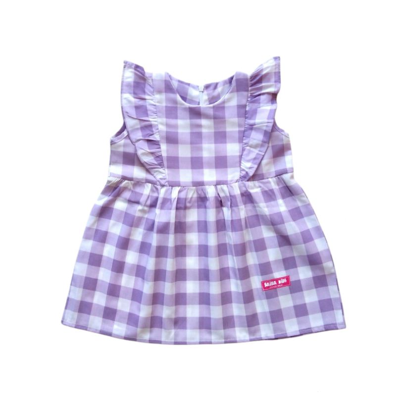 Grosir Dan Ecer Baju bayi cewek lilac dress baby perempuan premium kotak-kotak / Baju Anak
